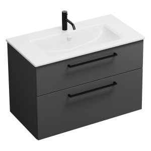 burgbad Eqio Waschtischkombination mit Keramik-Waschtisch Slim, 92 cm, mit Stangengriff G0234