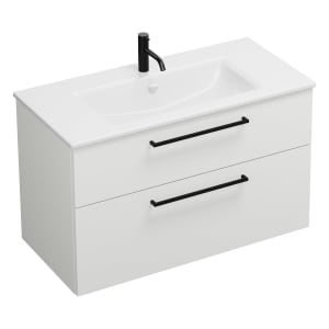 burgbad Eqio Waschtischkombination mit Keramik-Waschtisch Slim, 102 cm, mit Stangengriff G0234