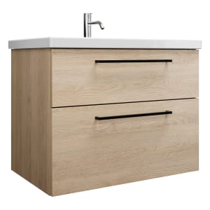 burgbad Eqio Waschtischkombination mit Keramik-Waschtisch, 83 cm, mit Stangengriff G0234