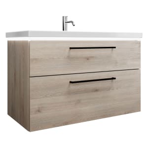 burgbad Eqio Waschtischkombination mit Keramik-Waschtisch mit LED-Beleuchtung, 103 cm, mit Stangengriff G0234