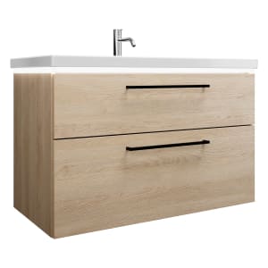 burgbad Eqio Waschtischkombination mit Keramik-Waschtisch mit LED-Beleuchtung, 103 cm, mit Stangengriff G0234