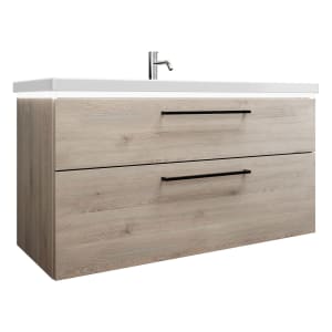 burgbad Eqio Waschtischkombination mit Keramik-Waschtisch mit LED-Beleuchtung, 123 cm, mit Stangengriff G0234