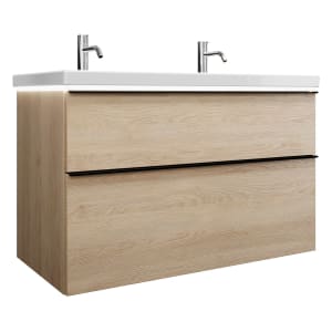 burgbad Eqio Waschtischkombination mit Keramik-Waschtisch mit LED-Beleuchtung, 103 cm, mit Griffleiste G0252