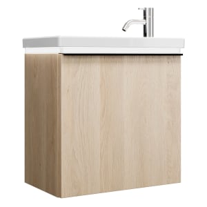 burgbad Eqio Waschtischkombination mit Keramik-Waschtisch mit LED-Beleuchtung, 53 cm, mit Griffleiste G0252