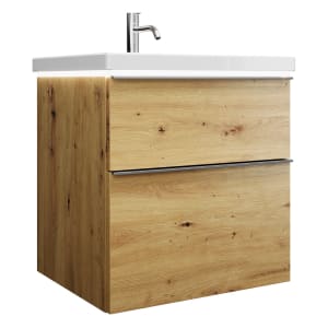 burgbad Eqio Waschtischkombination mit Keramik-Waschtisch mit LED-Beleuchtung, 63 cm, mit Griffleiste G0251