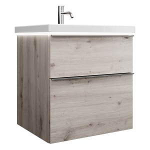 burgbad Eqio Waschtischkombination mit Keramik-Waschtisch mit LED-Beleuchtung, 63 cm, mit Griffleiste G0251