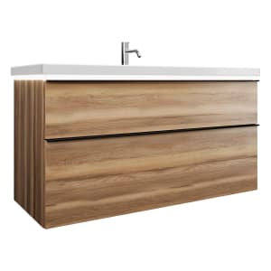 burgbad Eqio Waschtischkombination mit Keramik-Waschtisch mit LED-Beleuchtung, 123 cm, mit Griffleiste G0252