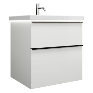 burgbad Eqio Waschtischkombination mit Keramik-Waschtisch mit LED-Beleuchtung, 63 cm, mit Griffleiste G0252