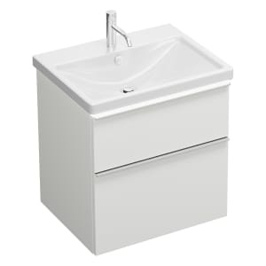 burgbad Eqio Waschtischkombination mit Keramik-Waschtisch mit LED-Beleuchtung, 63 cm, mit Griffleiste G0251