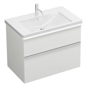 burgbad Eqio Waschtischkombination mit Keramik-Waschtisch mit LED-Beleuchtung, 83 cm, mit Griffleiste G0251