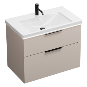 burgbad Eqio Waschtischkombination mit Keramik-Waschtisch mit LED-Beleuchtung, 83 cm, mit Griff G0200