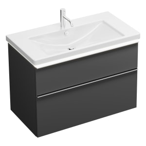 burgbad Eqio Waschtischkombination mit Keramik-Waschtisch mit LED-Beleuchtung, 93 cm, mit Griffleiste G0251