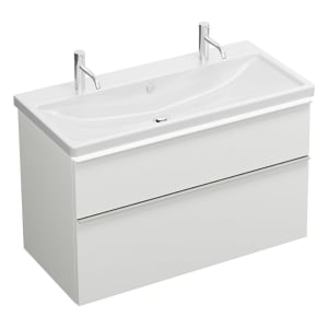 burgbad Eqio Waschtischkombination mit Keramik-Waschtisch mit LED-Beleuchtung, 103 cm, mit Griffleiste G0251