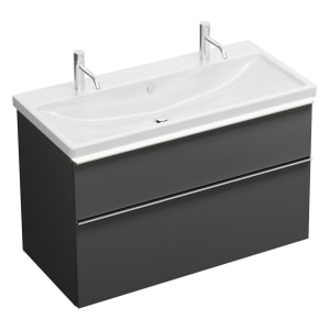 burgbad Eqio Waschtischkombination mit Keramik-Waschtisch mit LED-Beleuchtung, 103 cm, mit Griffleiste G0251