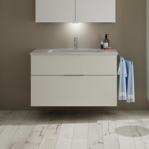 burgbad Eqio Waschtischkombination mit Mineralguss-Waschtisch, 102 cm, mit Griff G0146