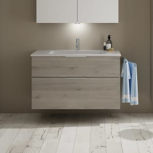 burgbad Eqio Waschtischkombination mit Mineralguss-Waschtisch, 102 cm, mit Griff G0146