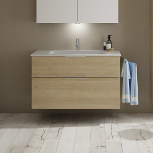 burgbad Eqio Waschtischkombination mit Mineralguss-Waschtisch, 102 cm, mit Griff G0146