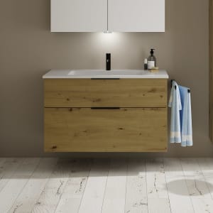 burgbad Eqio Waschtischkombination mit Mineralguss-Waschtisch, 102 cm, mit Griff G0200