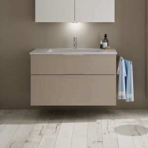 burgbad Eqio Waschtischkombination mit Mineralguss-Waschtisch, 102 cm, mit Griff G0146