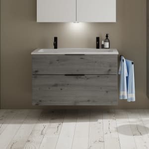 burgbad Eqio Waschtischkombination mit Mineralguss-Waschtisch, 102 cm, mit Griff G0200