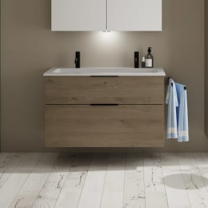 burgbad Eqio Waschtischkombination mit Mineralguss-Waschtisch, 102 cm, mit Griff G0200