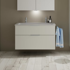 burgbad Eqio Waschtischkombination mit Mineralguss-Waschtisch, 102 cm, mit Griff G0146