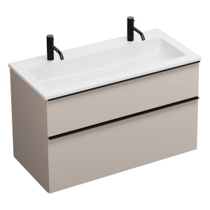 burgbad Eqio Waschtischkombination mit Mineralguss-Waschtisch, 102 cm, mit Griffleiste G0252