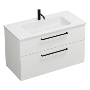 burgbad Eqio Waschtischkombination mit Mineralguss-Waschtisch, 102 cm, mit Stangengriff G0234