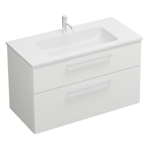 burgbad Eqio Waschtischkombination mit Mineralguss-Waschtisch, 102 cm, mit Stangengriff P95