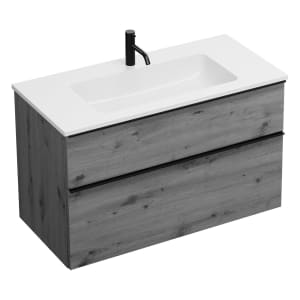 burgbad Eqio Waschtischkombination mit Mineralguss-Waschtisch, 102 cm, mit Griffleiste G0252