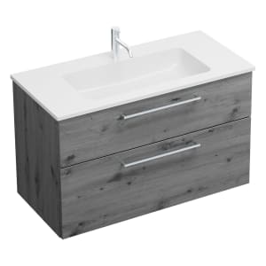 burgbad Eqio Waschtischkombination mit Mineralguss-Waschtisch, 102 cm, mit Stangengriff P95