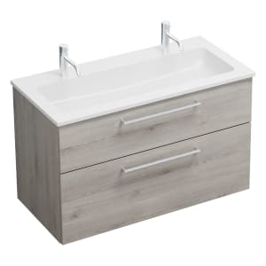 burgbad Eqio Waschtischkombination mit Mineralguss-Waschtisch, 102 cm, mit Stangengriff P95