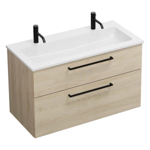 burgbad Eqio Waschtischkombination mit Mineralguss-Waschtisch, 102 cm, mit Stangengriff G0234