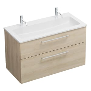 burgbad Eqio Waschtischkombination mit Mineralguss-Waschtisch, 102 cm, mit Stangengriff P95