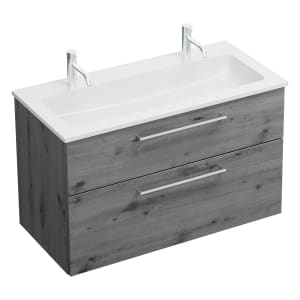 burgbad Eqio Waschtischkombination mit Mineralguss-Waschtisch, 102 cm, mit Stangengriff P95