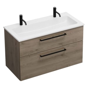 burgbad Eqio Waschtischkombination mit Mineralguss-Waschtisch, 102 cm, mit Stangengriff G0234