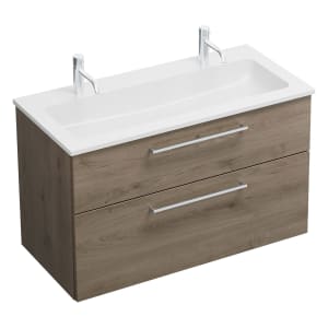 burgbad Eqio Waschtischkombination mit Mineralguss-Waschtisch, 102 cm, mit Stangengriff P95