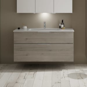 burgbad Eqio Waschtischkombination mit Mineralguss-Waschtisch, 122 cm, mit Griff G0146