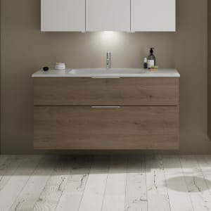 burgbad Eqio Waschtischkombination mit Mineralguss-Waschtisch, 122 cm, mit Griff G0146