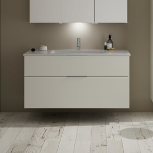 burgbad Eqio Waschtischkombination mit Mineralguss-Waschtisch, 122 cm, mit Griff G0146