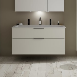 burgbad Eqio Waschtischkombination mit Mineralguss-Waschtisch, 122 cm, mit Griff G0200