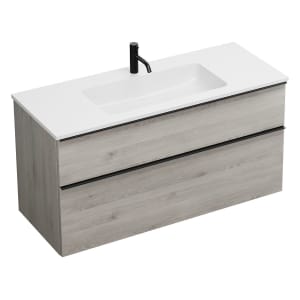 burgbad Eqio Waschtischkombination mit Mineralguss-Waschtisch, 122 cm, mit Griffleiste G0252