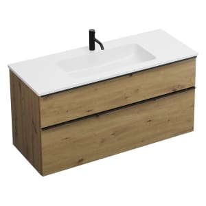 burgbad Eqio Waschtischkombination mit Mineralguss-Waschtisch, 122 cm, mit Griffleiste G0252