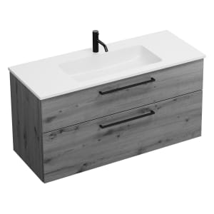 burgbad Eqio Waschtischkombination mit Mineralguss-Waschtisch, 122 cm, mit Stangengriff G0234