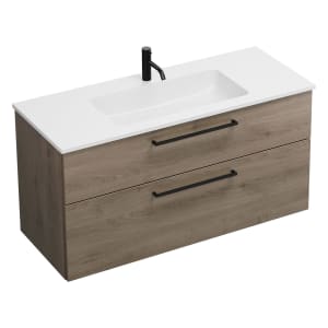 burgbad Eqio Waschtischkombination mit Mineralguss-Waschtisch, 122 cm, mit Stangengriff G0234