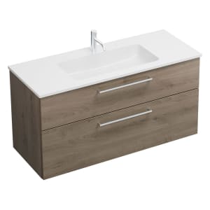 burgbad Eqio Waschtischkombination mit Mineralguss-Waschtisch, 122 cm, mit Stangengriff P95