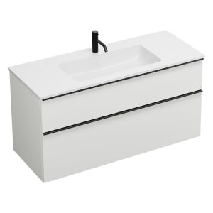 burgbad Eqio Waschtischkombination mit Mineralguss-Waschtisch, 122 cm, mit Griffleiste G0252