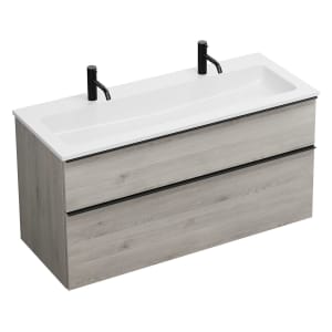 burgbad Eqio Waschtischkombination mit Mineralguss-Waschtisch, 122 cm, mit Griffleiste G0252