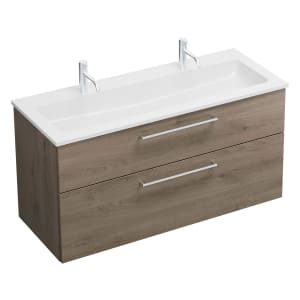 burgbad Eqio Waschtischkombination mit Mineralguss-Waschtisch, 122 cm, mit Stangengriff P95