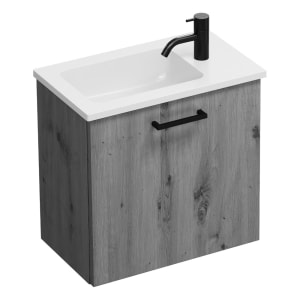 burgbad Eqio Waschtischkombination mit Mineralguss-Waschtisch, 52 cm, mit Stangengriff G0234